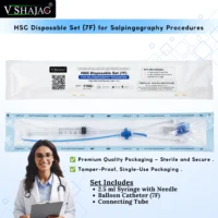 V Shajag HSG Disposable Set (7F) – Sterile Hysterosalpingography Catheter Kit with Balloon, 2.5ml Syringe & Tube (1 Set)