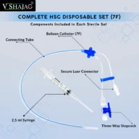 V Shajag HSG Disposable Set (7F) – Sterile Hysterosalpingography Catheter Kit with Balloon, 2.5ml Syringe & Tube (1 Set)