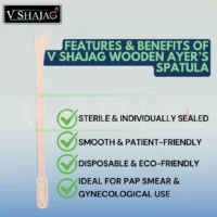 V Shajag Ayer Spatula – Sterile Wooden Cervical Spatula for Pap Smear Test & Gynecological Screening