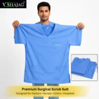 2 V SHAJAG+ Premium Surgical Scrub Suit for Men & Women | Soft Breathable Fabric | V-Neck Medical Top with Multi Pockets | Comfort-Fit Pajama Style Bottom | Doctor, Nurse & Hospital Uniform Set